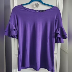 INC International Concepts Purple Ruffle Sleeve Top Size S